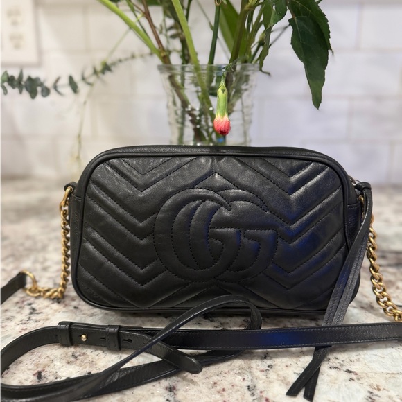 Gucci Black Quilted Leather GG Chain Crossbody Bag - Picture 10 of 15